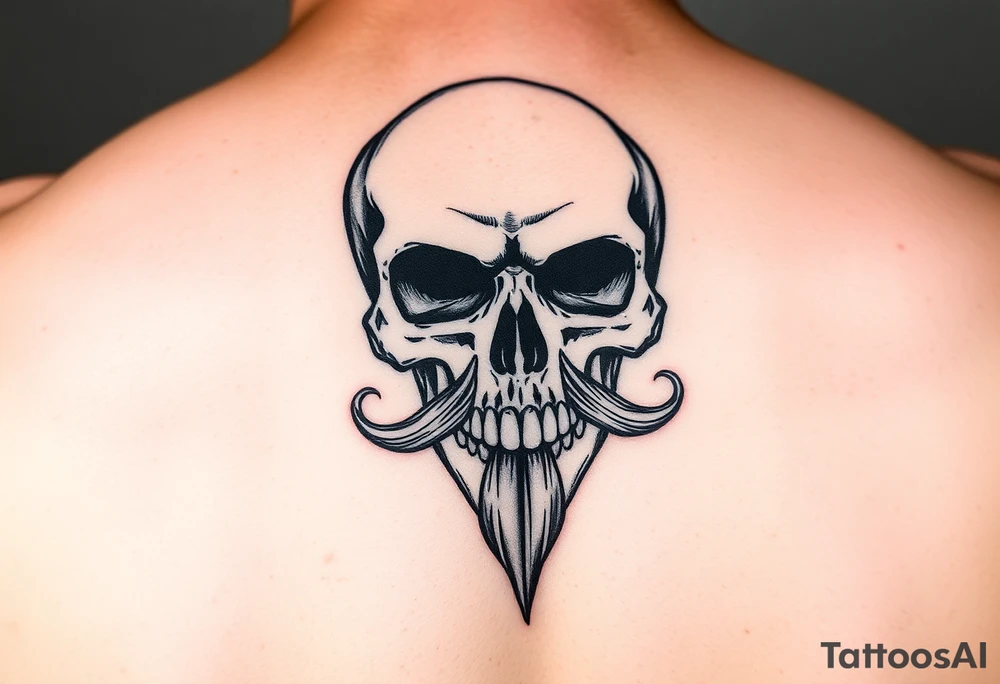 skull with mustache tattoo idea