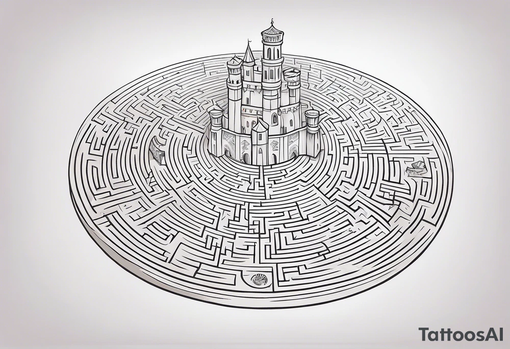 Labyrinth Maze with castle tattoo idea