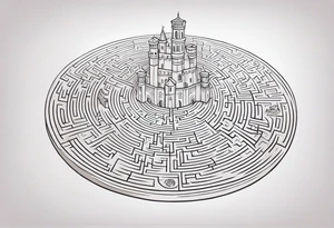 Labyrinth Maze with castle tattoo idea
