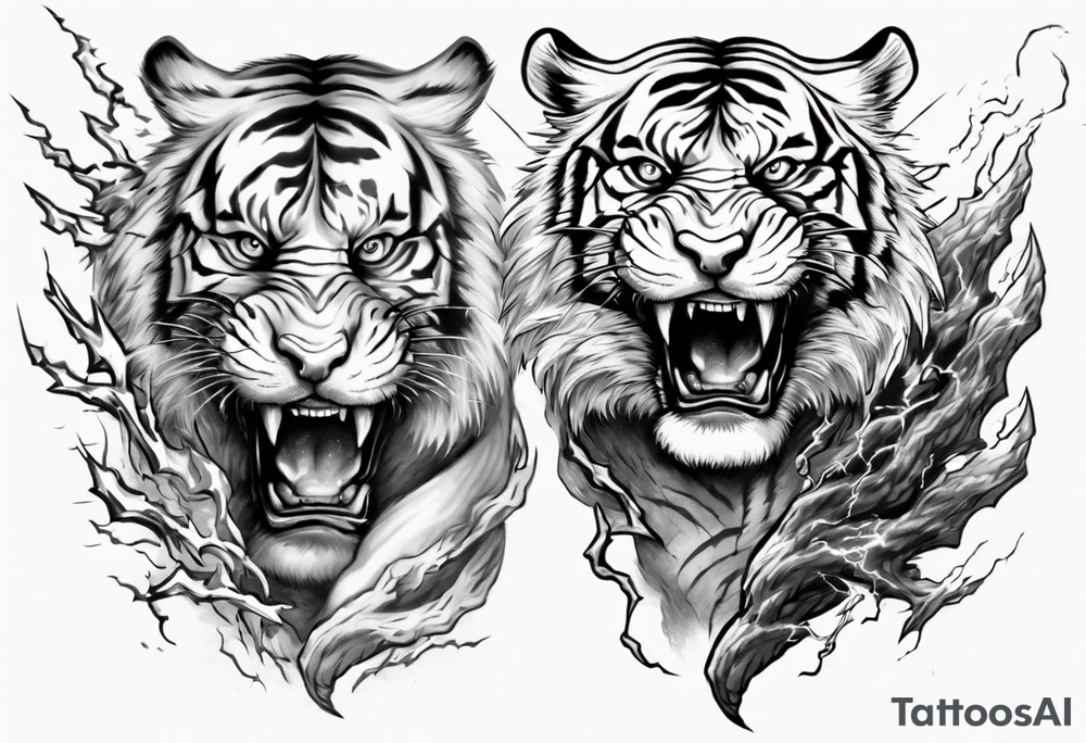 mythical ferocious tiger with lightning around it tattoo idea mythical ferocious tiger with lightning around it tattoo idea
