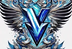 Blue Lightning forming The Letter V tattoo idea