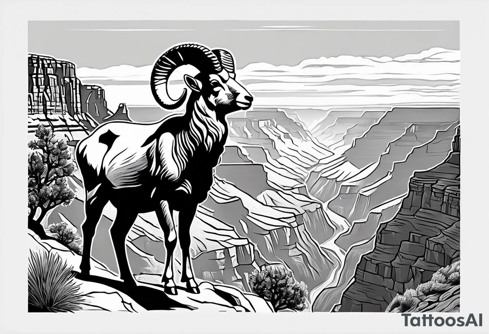 Grand canyon, big horn sheep in the distance, forearm tattoo idea