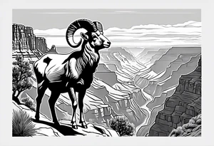 Grand canyon, big horn sheep in the distance, forearm tattoo idea