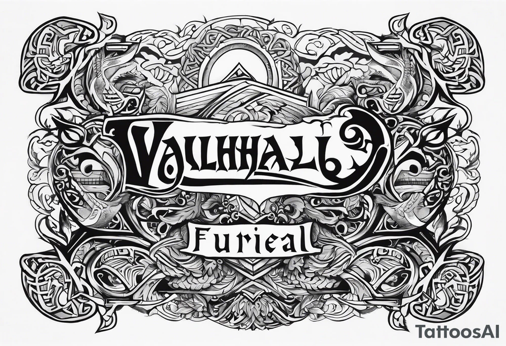 Valhalla sword viking funeral hatchet tattoo idea