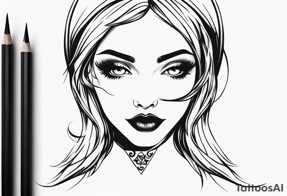 Blank eyes witch tattoo idea