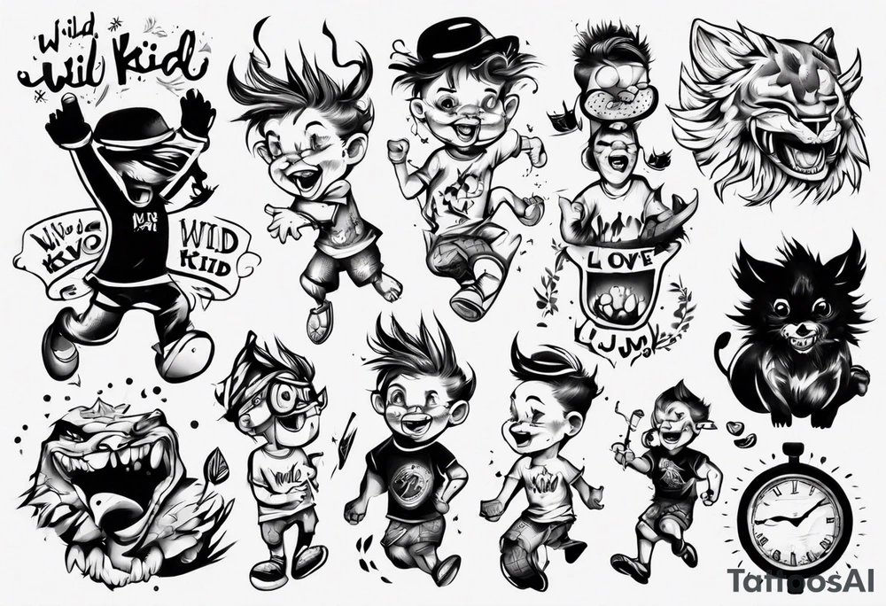 Wild kid who loves to play and jump tattoo idea