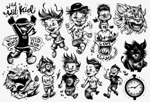 Wild kid who loves to play and jump tattoo idea