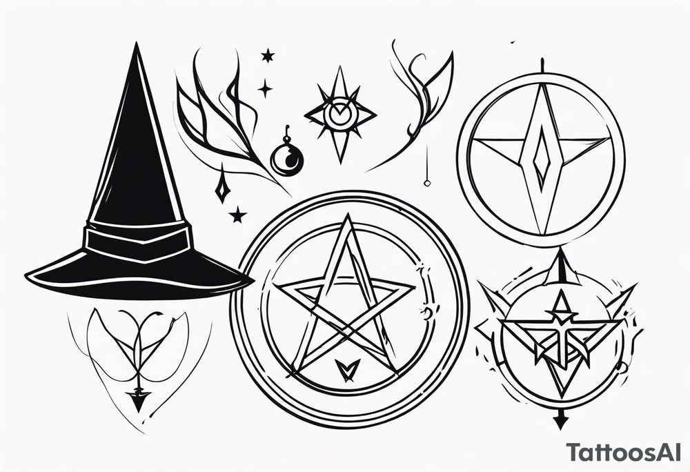 witch symbols tattoo idea