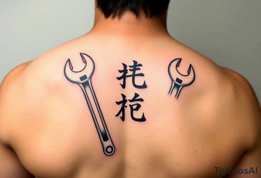 Straight Pipe Wrenches and kanji tattoo idea