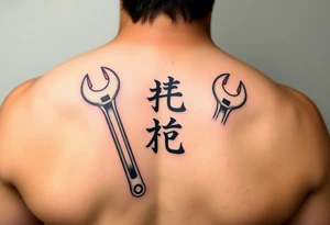 Straight Pipe Wrenches and kanji tattoo idea