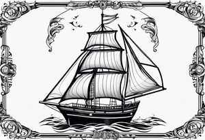 sailboat sail patched in such a way that it resembles a maritime lighthouse. tattoo idea