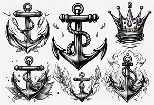 Anchor with a crown on top tattoo idea