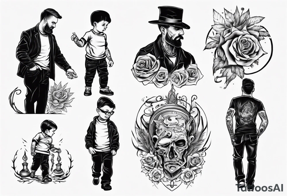 Father leading his son tattoo idea