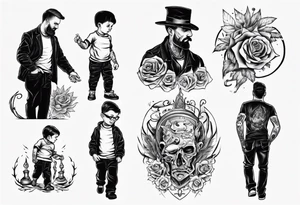 Father leading his son tattoo idea