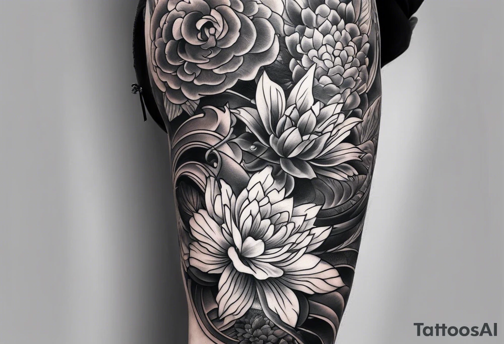 Japanese leg sleeve tattoo idea