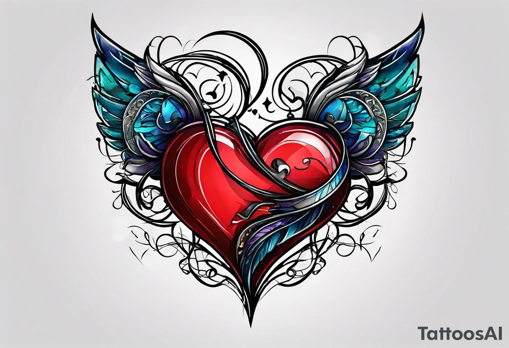 Broken Heart that says Never Say Never tattoo idea