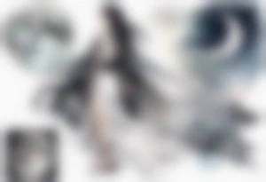 a middle aged woman with black hair with streak of white dressed in a black and silver cloak, standing on the moon tattoo idea