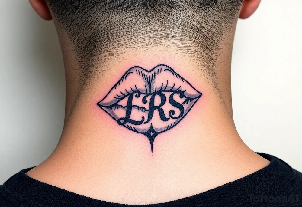 Kiss mark with the initials lrs tattoo idea