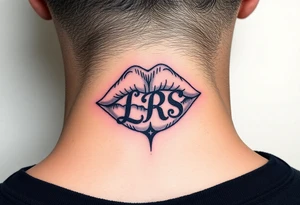 Kiss mark with the initials lrs tattoo idea
