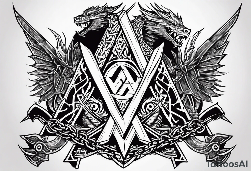 Valhalla sword chain barbed wire
dragon axe Valknut tattoo idea Valhalla sword chain barbed wire
dragon axe Valknut tattoo idea