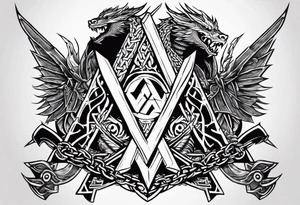 Valhalla sword chain barbed wire
 dragon axe Valknut tattoo idea
