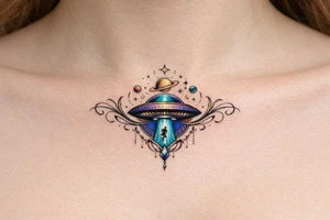 ufo under breast or space tattoo idea