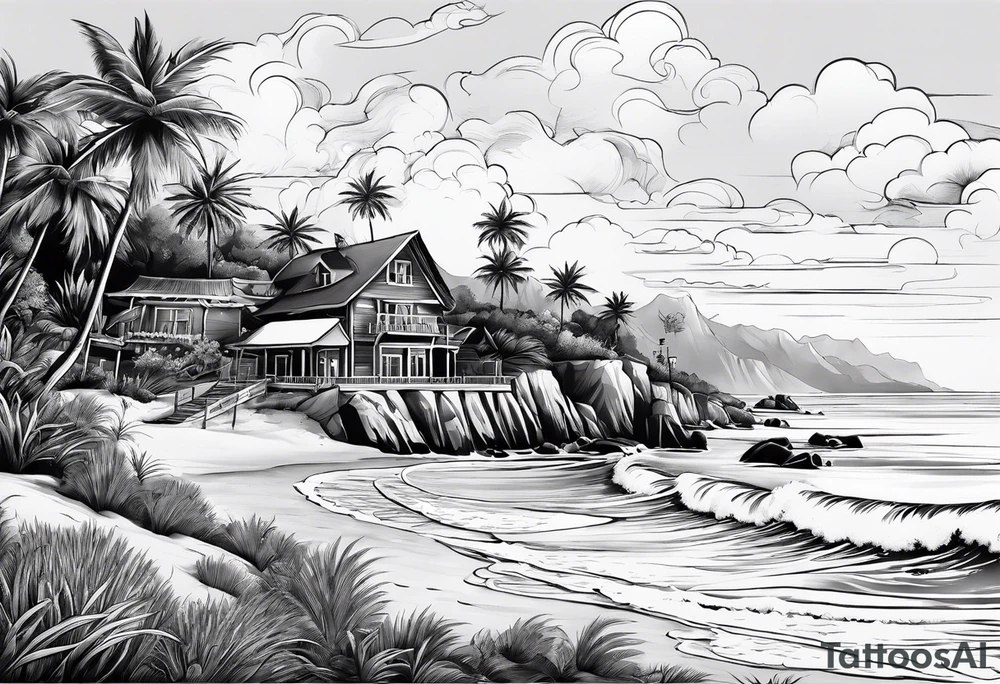 Beach scene tattoo idea
