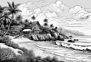 Beach scene tattoo idea