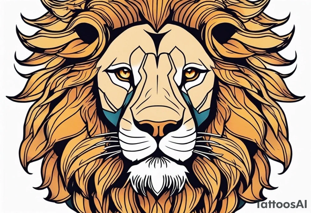 powerful majestic lion, close-up tattoo idea