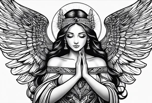 Angel with prayer hands tattoo idea