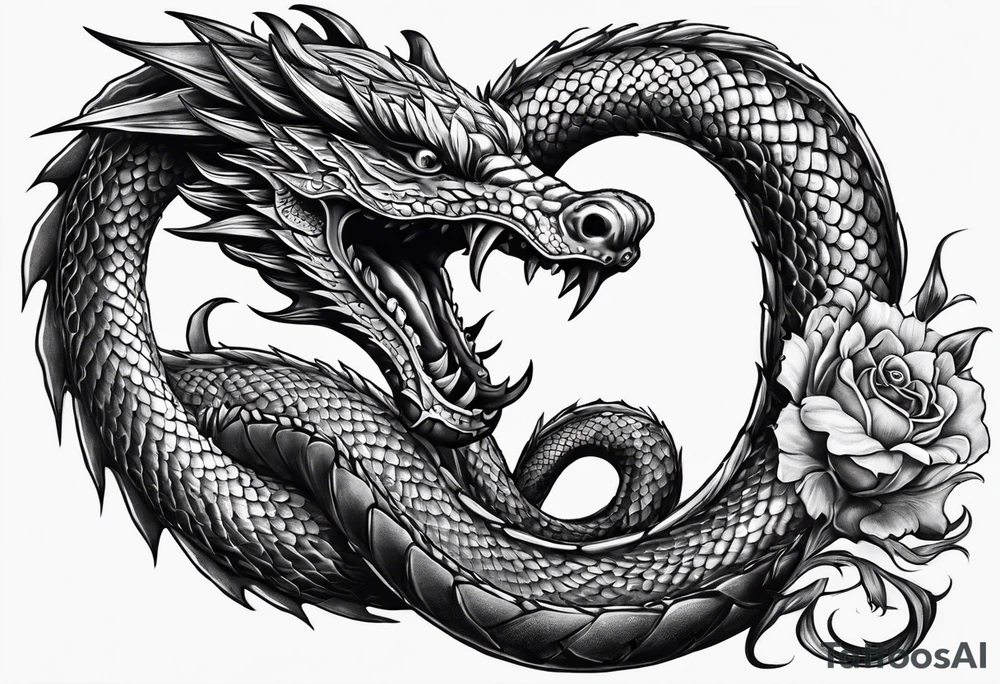 Snake dragon from mexican skull tattoo idea