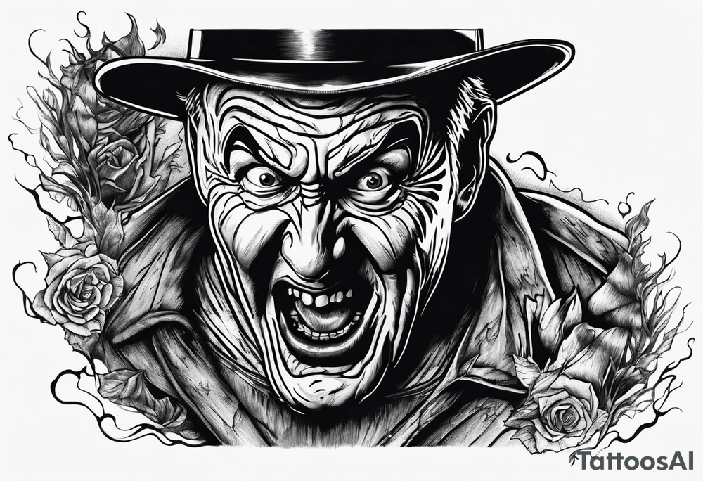 Horror theme with scream face and Freddy Krueger tattoo idea
