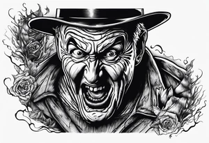 Horror theme with scream face and Freddy Krueger tattoo idea