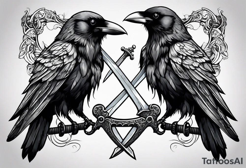 Crow holding sword tattoo idea