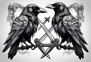 Crow holding sword tattoo idea
