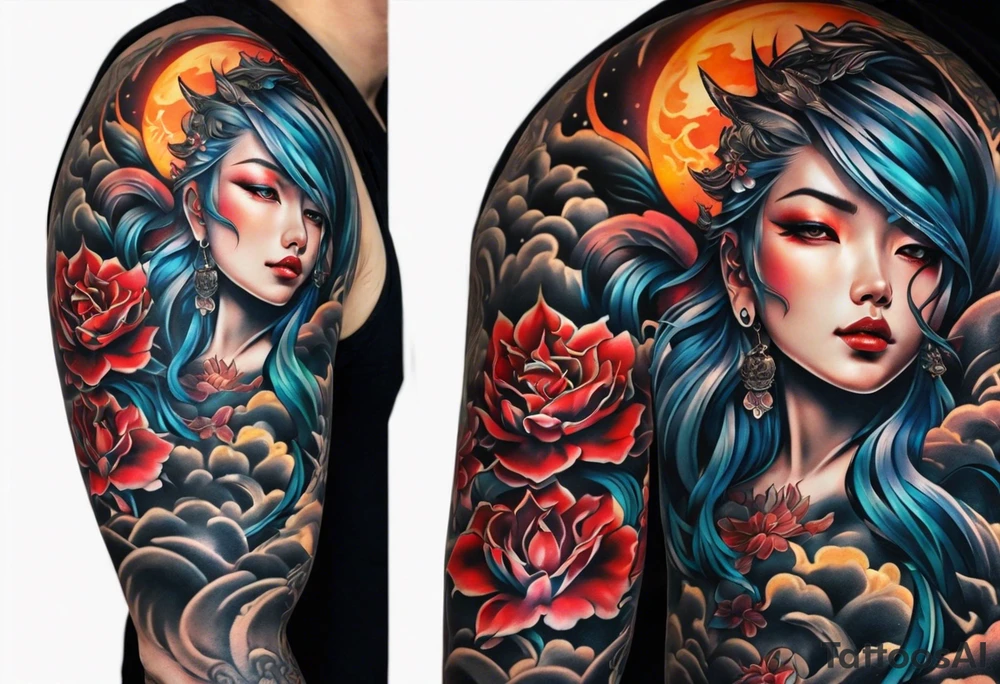 overcoming inner demons 
suffering and finding light through the darkness
self-respect
two sleeves tattoo idea