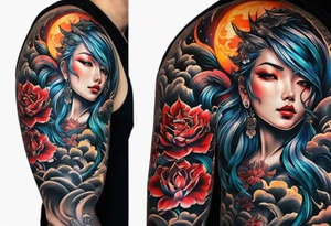 overcoming inner demons 
suffering and finding light through the darkness
self-respect
two sleeves tattoo idea