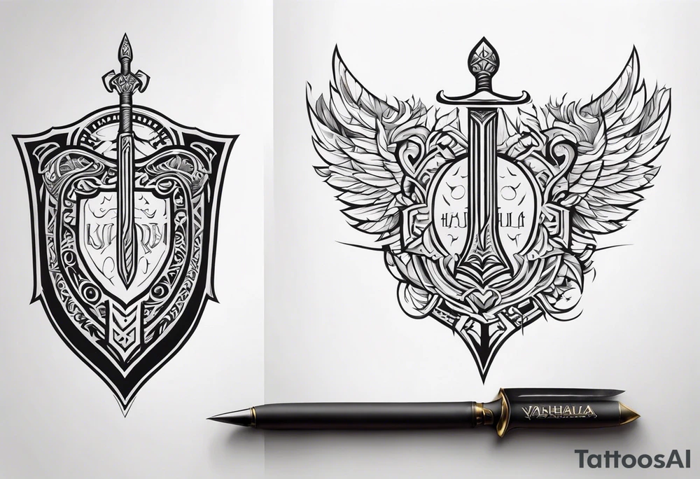 Valhalla 
Sword shield gods tattoo idea