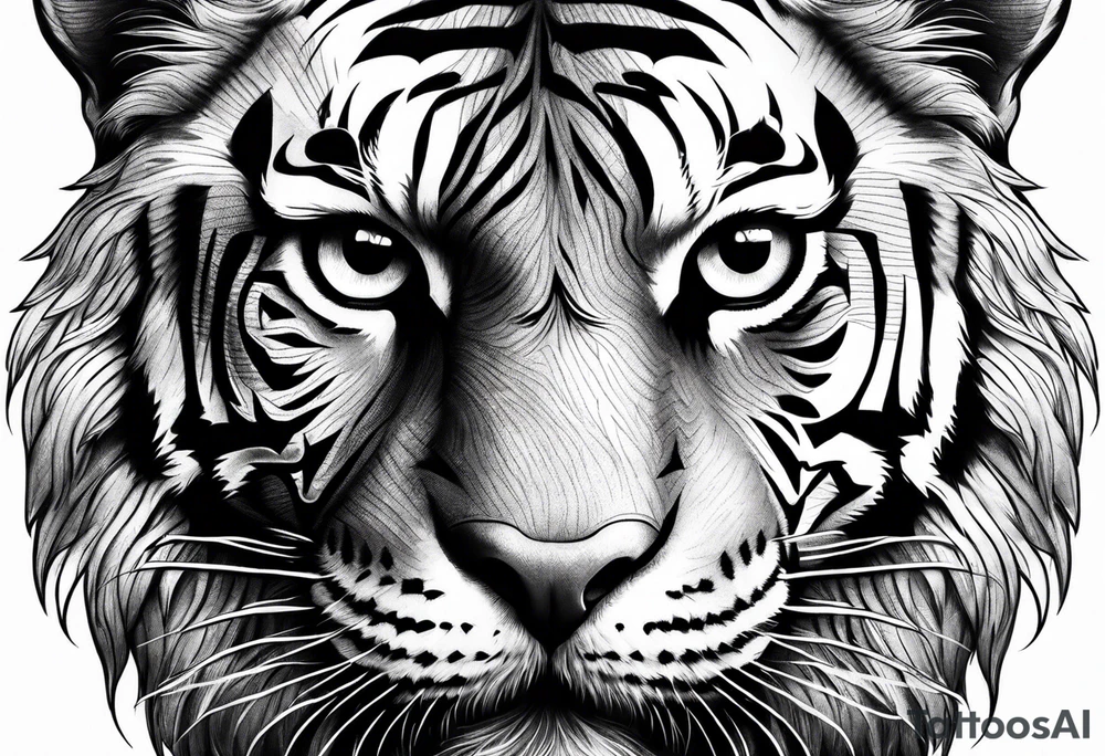 Tiger with owl eyes tattoo idea