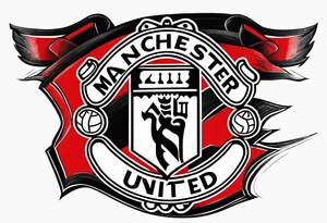 manchester united, quote underneath: we'll keep the red flag flying high, 'cause man united will never die tattoo idea