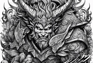 man fighting  demons tattoo idea