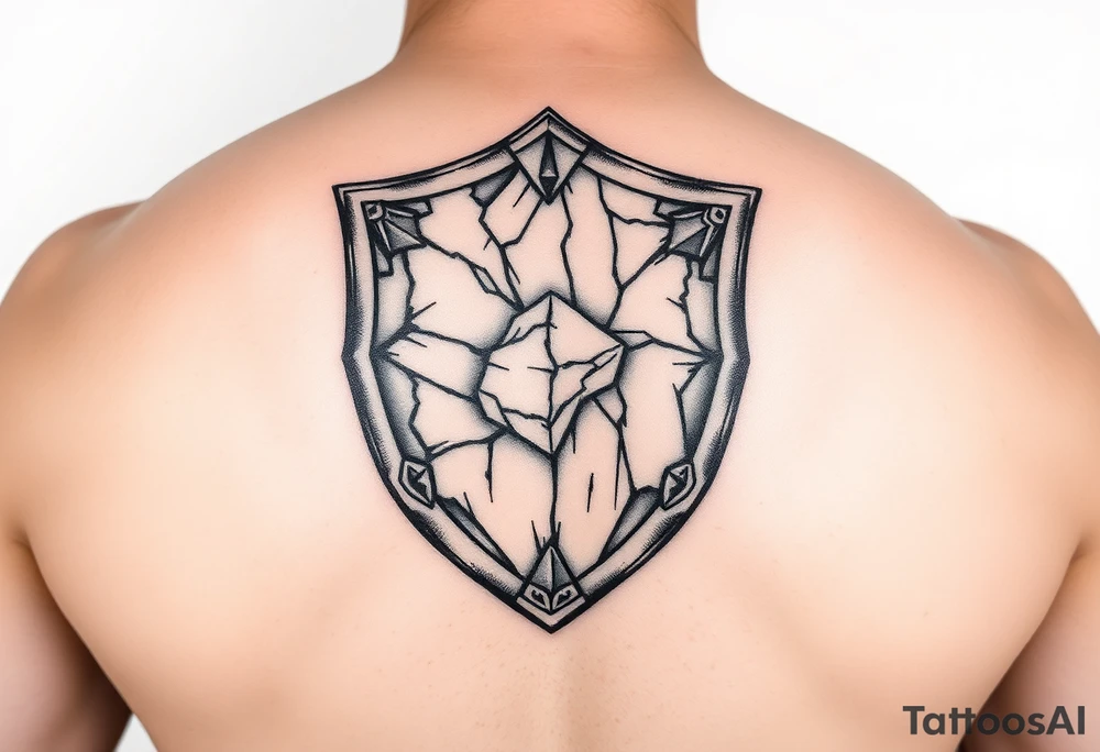 stone shield under skin tattoo idea