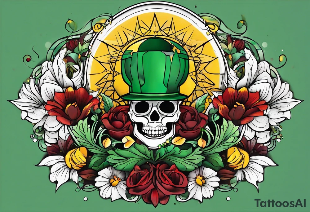The number 24 with colors green, yellow, maroon and black tattoo idea