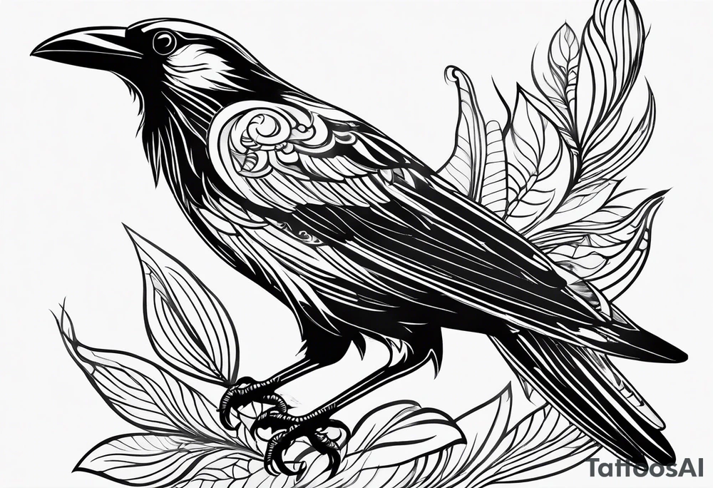 simple crow tattoo line artwork tattoo idea
