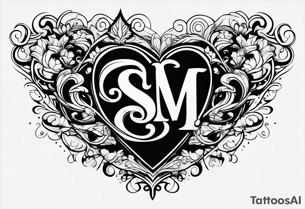 Heart with the letters s and m tattoo idea