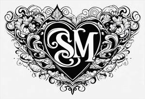 Heart with the letters s and m tattoo idea