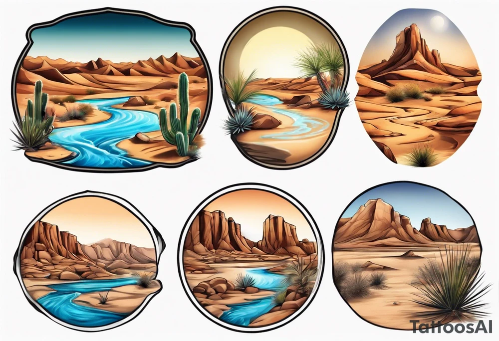 Desert river landscape tattoo idea