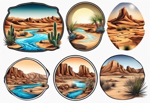 Desert river landscape tattoo idea
