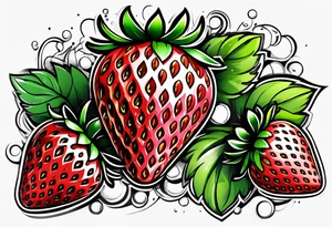 one graffiti style Strawberry, no background tattoo idea