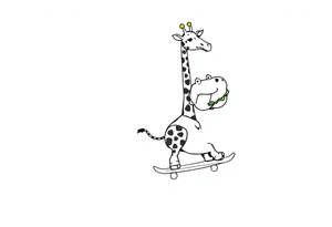 Majestic giraffe riding a skateboard and eating a hippo sandwich tattoo idea